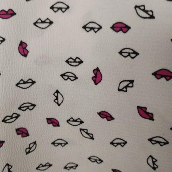 Jones New York White Lip Print Button Down Long Sleeve Blouse Women’s L - Picture 8 of 9